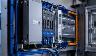 3D rendering of an industrial automation control cabinet